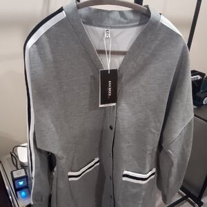 UOOZEE Gray Women's Jacket w/Stripes on shoulders and pockets --Brand New